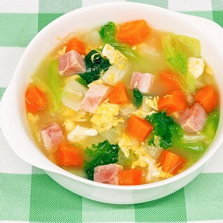 栄養満点！コロコロ具材の★食べるスープ